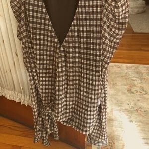 LINI Blouse Size M, Black Check With Metallic Threading